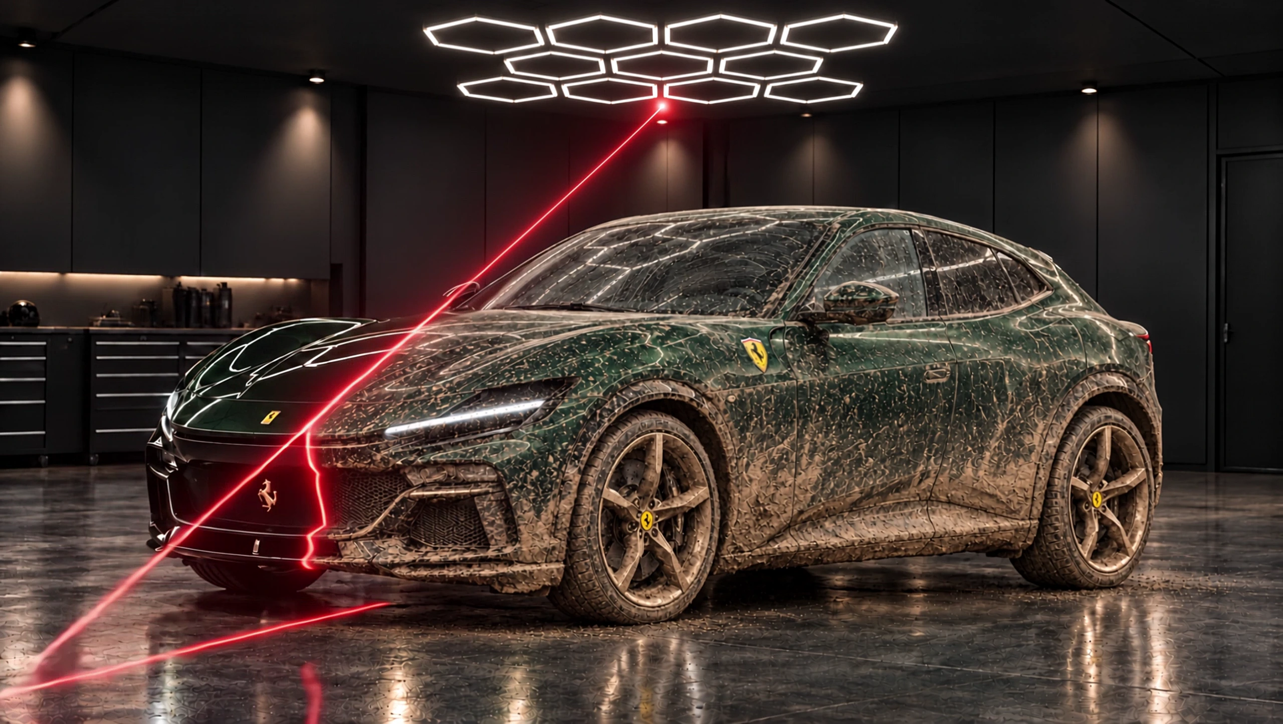 Ferrari Purosangue con il frontale già pulito